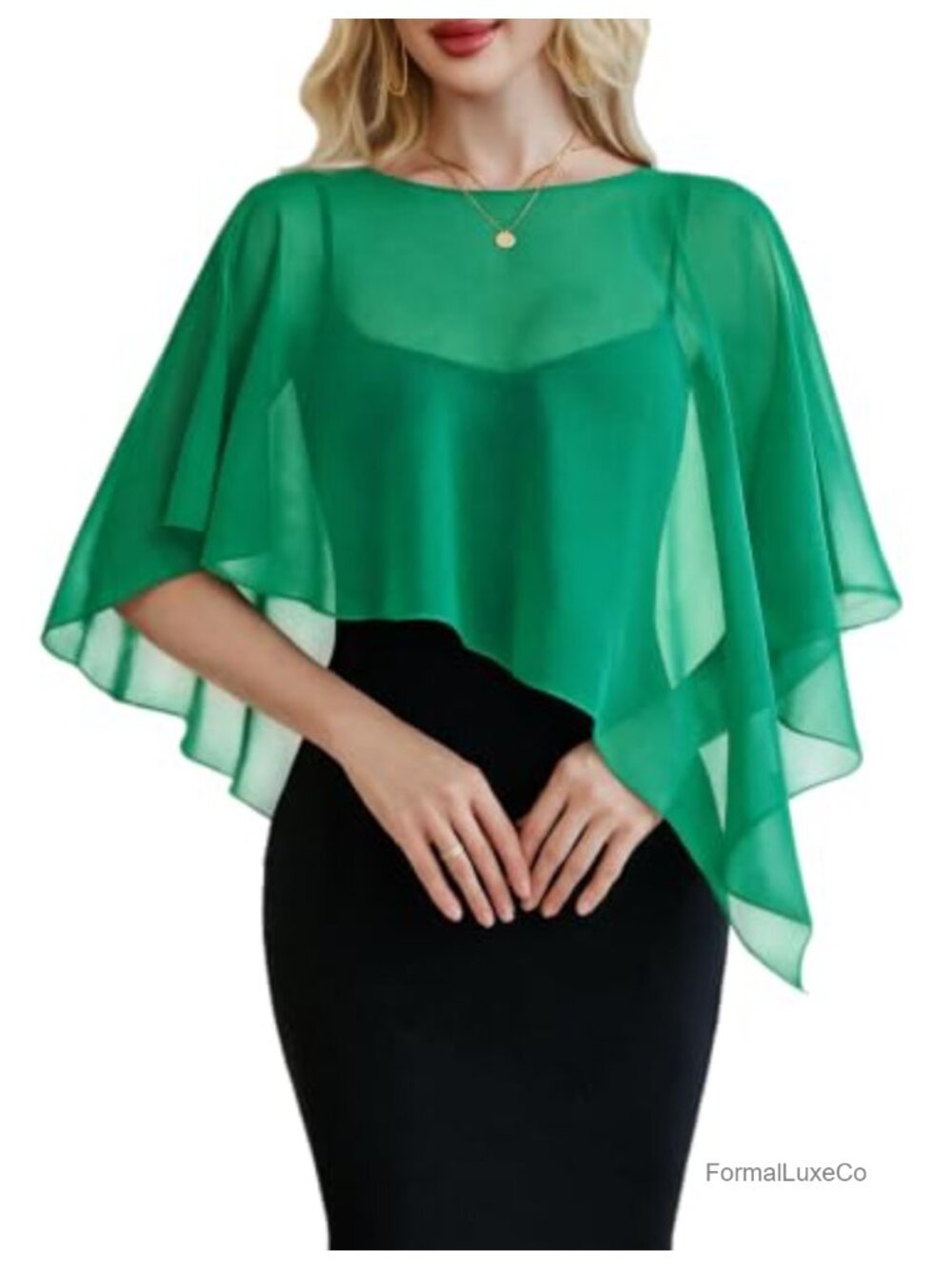 Chiffon Capelet Batwing Sleeve Sheer Cover Up Wedding Shawl One Size